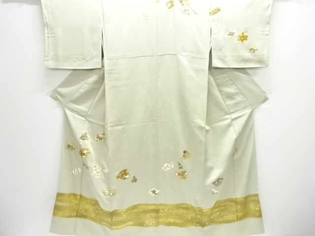 JAPANSE KIMONO / UNUSED HOMONGI / KINSAI / EMBROIDERY / SEASONAL FLOWERS / ONE CREST